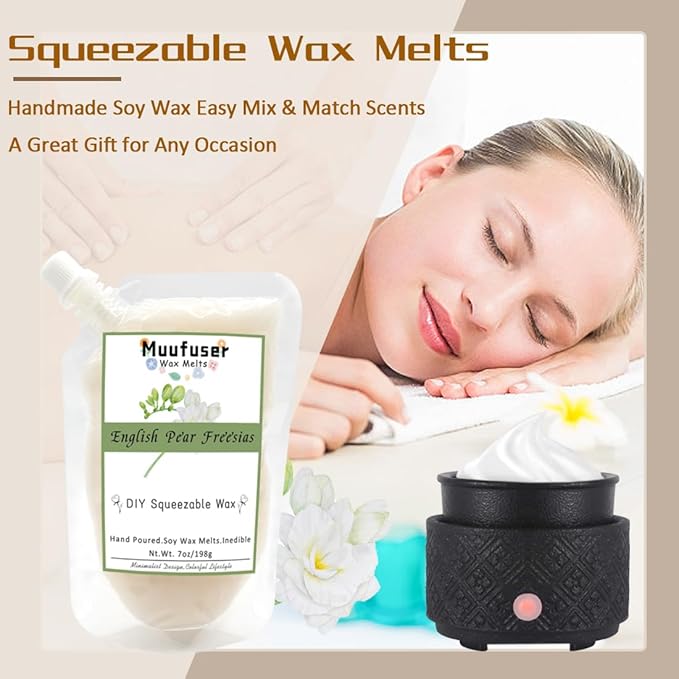 DIY Squeezable Soy Wax Scented Candle,Handmade Eco-Friendly, Each 7 oz and 55 Hours Burn Time, 3 Luxurious Scents Easy-Squeeze Design for Creative Home Decor & Gifts (Jasmine)