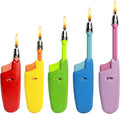Navpeak Candle Lighter Long Neck Adjustable Lighters Butane Gas Refillable Plastic Lighter Kitchen Igniter (5 Pack) (Butane Included)