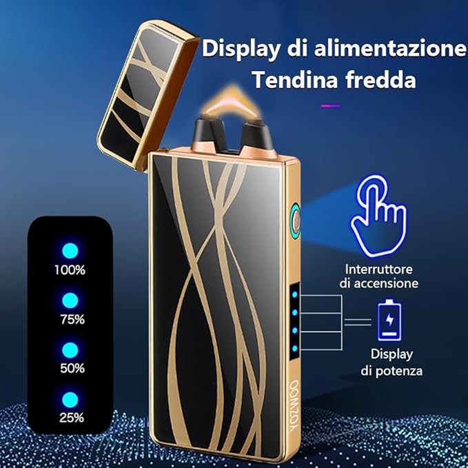 YOZWOO Electric Lighter - Rechargeable Type-C, Plasma Arc, Windproof, LED Battery Indicator for Home Candles, Incense, Fireworks