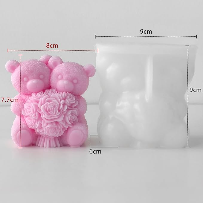 Tulip Flower Bear Heart Cylinder Candle & Resin Mold - Resin Casting Silicone Molds for Home Decor & Candle Making Wave Spiral Mold
