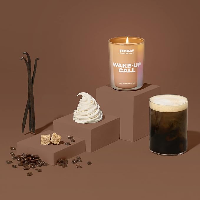 Friday Collective Star Lust and Wake-Up Call Candles, Fresh & Clean Plus Sweet & Spicy Scents, Made with Essential Oils, 2 Pack, 8 oz