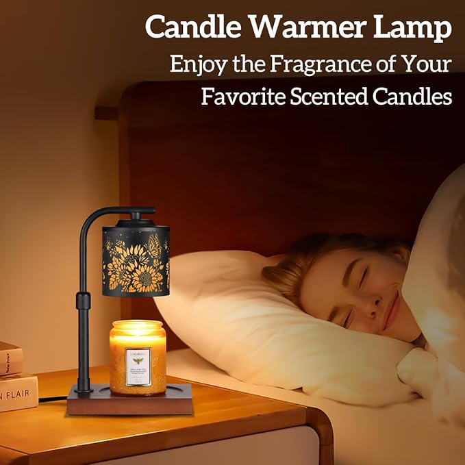 Candle Warmer Lamp with Adjustable Height Dimmable for New Home Decor Electric Candle Warmer for Jar Candles Birthday Gifts for Women Mom(Sunflower)