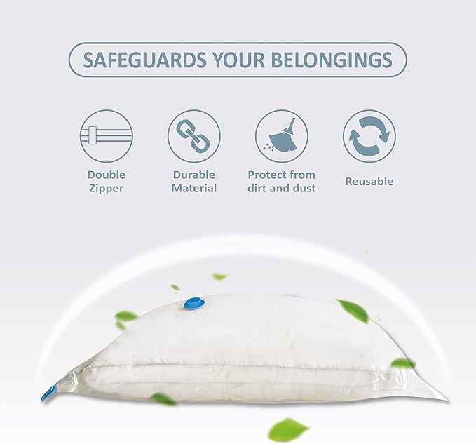 Roomimaster Vacuum Storage Bags, Vacuum Seal Space Saver Bags for Clothing, Travel Lugggage,Carry-on, Blankets, Comforters, Pilow, Bedding, 10 Large