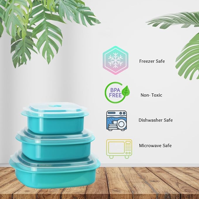 Calypso Basics by Reston Lloyd 6-Piece Microwave Cookware, Steamer and Storage Set, Black