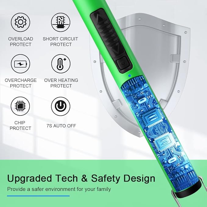 SUPRUS Fluorescent Lighter Glows in The Dark 360°Flexible Neck USB Rechargeable Windproof Triple Safety for Candle Cooking BBQ in Party (Green)