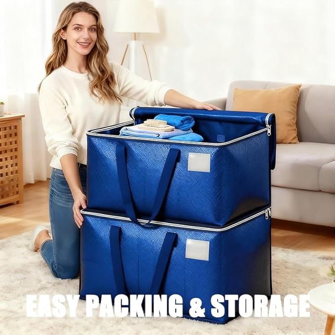 6 Pack Extra Large Moving Bags with Strong Zipper & Handles Heavy Duty Clothes Storage Bags Packing Moving for College