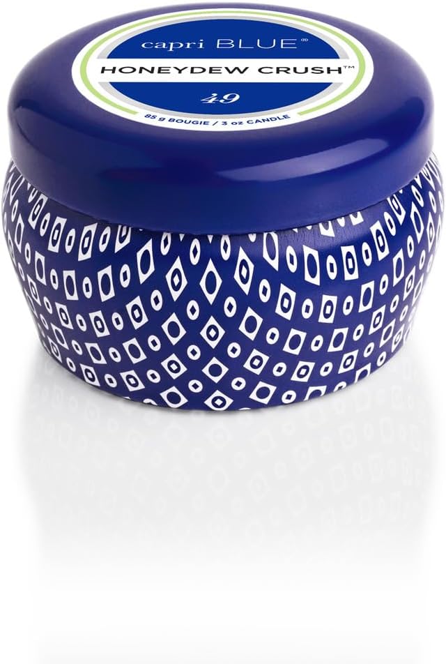 Capri Blue Scented Travel Tin Jar Candle - Luxury Candle with a Soy Wax Blend - Highly Scented (Honeydew Crush, 3 oz)