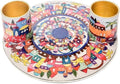 Yair Emanuel Flat Plate Candle Holders for Shabbat 4 Inch Vibrant Pattern Design Modern Judaica Gift (CSE-3 Jerusalem)