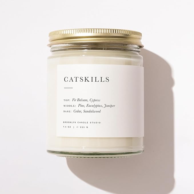 Brooklyn Candle Studio Catskills Jar Candle - Luxury Scented Candle, Vegan Soy Wax, Hand Poured in The USA, 50 Hour Slow Burn Time - 7.5oz