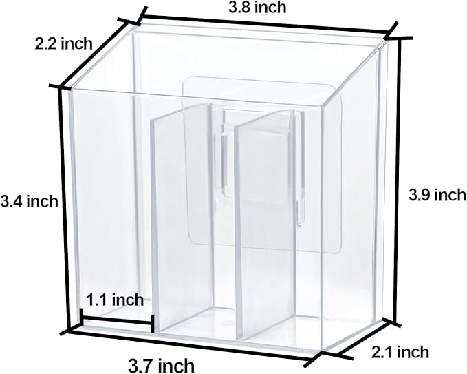 Wall Mounted Storage Organizer Bins Organizing Shelf Basket Clear Plastic Makeup Organizer Adhesive Hanging Bin Fridge Organizer for Bathroom,Kitchen,Cabinet,Pantry,Countertops (3.7×2.6×3.9")
