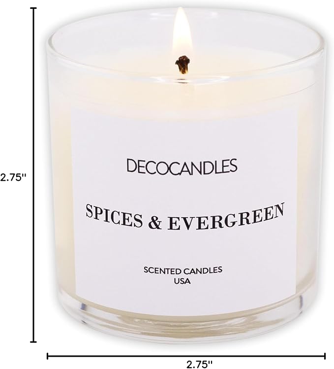 Urban Concepts by DECOCANDLES - Spices & Evergreen - Highly Scented Soy Candle - Long Lasting - Hand Poured in USA (6 Oz.)