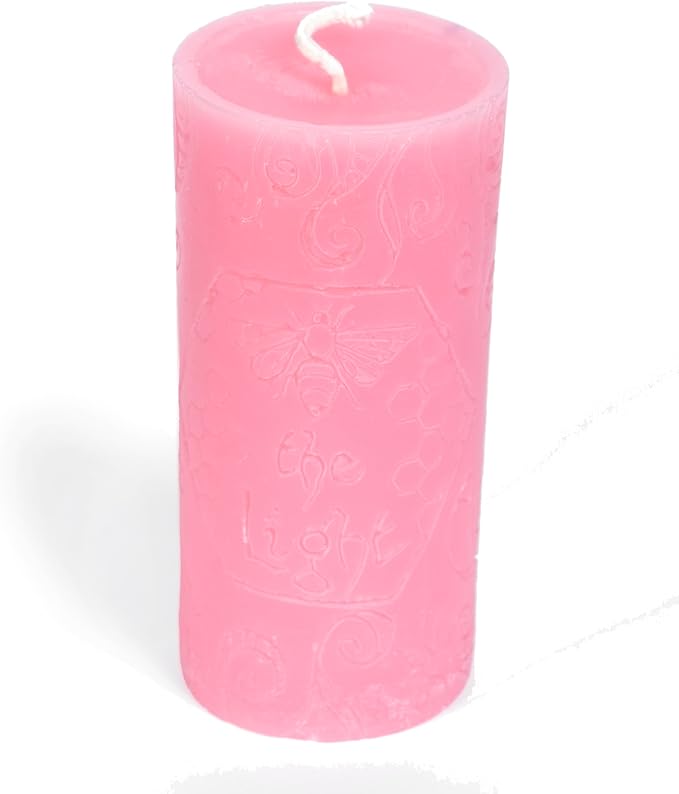 BeeTheLight Beeswax Pillar Candle - 100% Pure Bees Wax - Choose Your Size and Color - Up to 72 Hour Burn Time - Approx. 2x3, 3x4, 3x6 - Unscented - Natural Light Honey Scent (Pink Sunset, Large)
