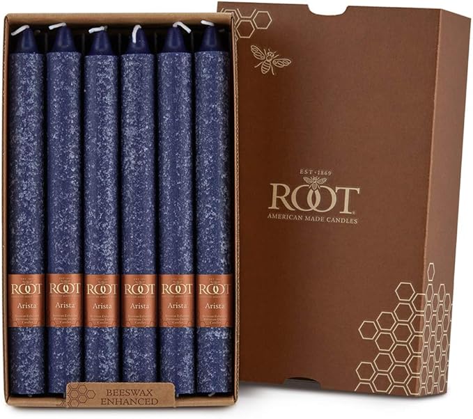 Root Candles Unscented Dinner Candles Premium Beeswax Blend Boxed Candle Set, 9-Inch, Abyss 12-Count
