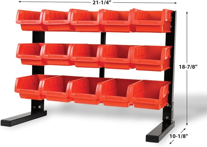 Performance Tool W5186 15-Bin 3-Tier Table Top Storage Organizer Rack.