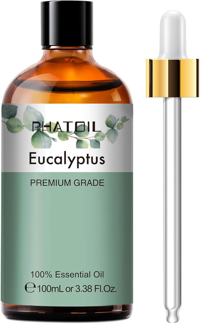 PHATOIL Pure Eucalyptus Essential Oil, 100% Pure Therapeutic Grade Premium Oil for Hair Care, Skin, Aromatherapy 3.38Fl Oz