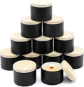 12-Pack Candle Jars, 8oz Candle Tins with Metal Wood-Grain Printing Lids, Empty Metal Candle Jars for Making Candles Bulk Candle Containers -Black