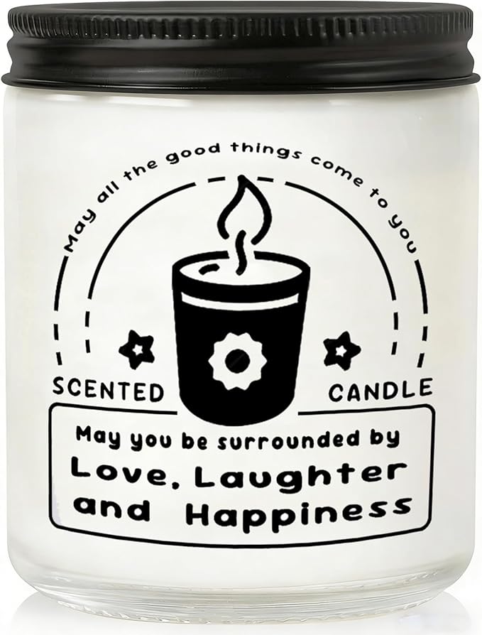 Scented Candles, Lavender Eucalyptus Candles for Home Scented, 7oz Soy Wax Aromatherapy Candle, Calming Candle, Birthday Gifts for Women & Men (May All the Good Things Come to You, Black)