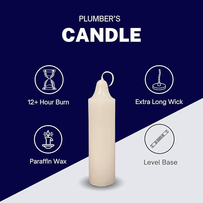 12-Hour White Candle – Long-Burning, Dripless, Smokeless Plumber's Candles Ideal for Candle Lanterns, Luminaries, Camping, Emergency & Survival Preparedness (20)
