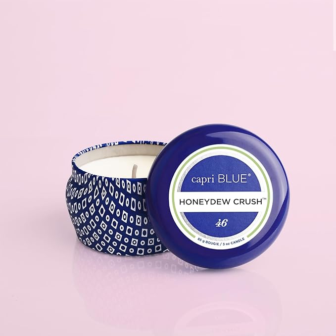 Capri Blue Scented Travel Tin Jar Candle - Luxury Candle with a Soy Wax Blend - Highly Scented (Honeydew Crush, 3 oz)