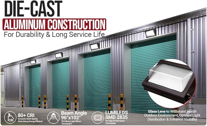 RuggedGrade 200W LED Wall Pack - Durado II Series - 26,000 Lumens - Semi Cut-Off with Photocell - 3000K Warm White - Outdoor LED Wall Light - Bronze Housing - DLC 5.1 Premium