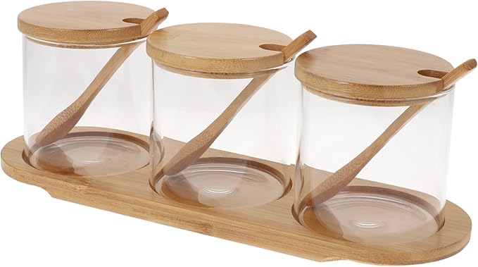Condiment Containers Lids Glass Salt Jars Spice Containers for Kitchen Simple Practical Design