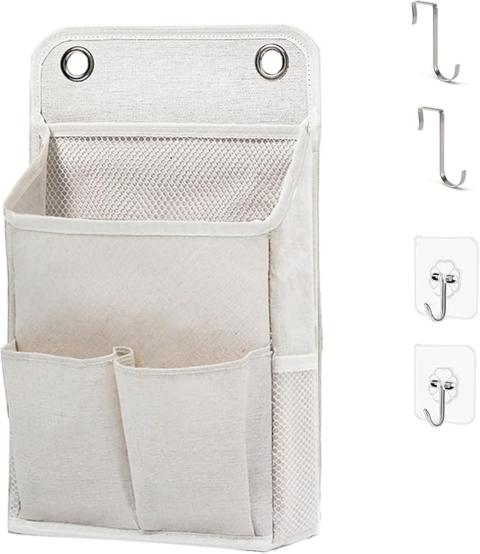 Hanging Basket for Organizing, Wall Organizer with Pockets and Over The Door Organizer，Can for Home, Closet, Office and Camper (1 White)