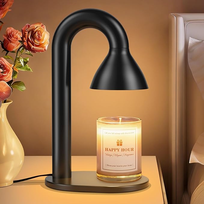 Candle Warmer Lamp with Timer and Dimmer,Minimalist Modern Black Electric Wax Warmer for Women Mom, Best Birthday and House Warming Gift New Home Decor