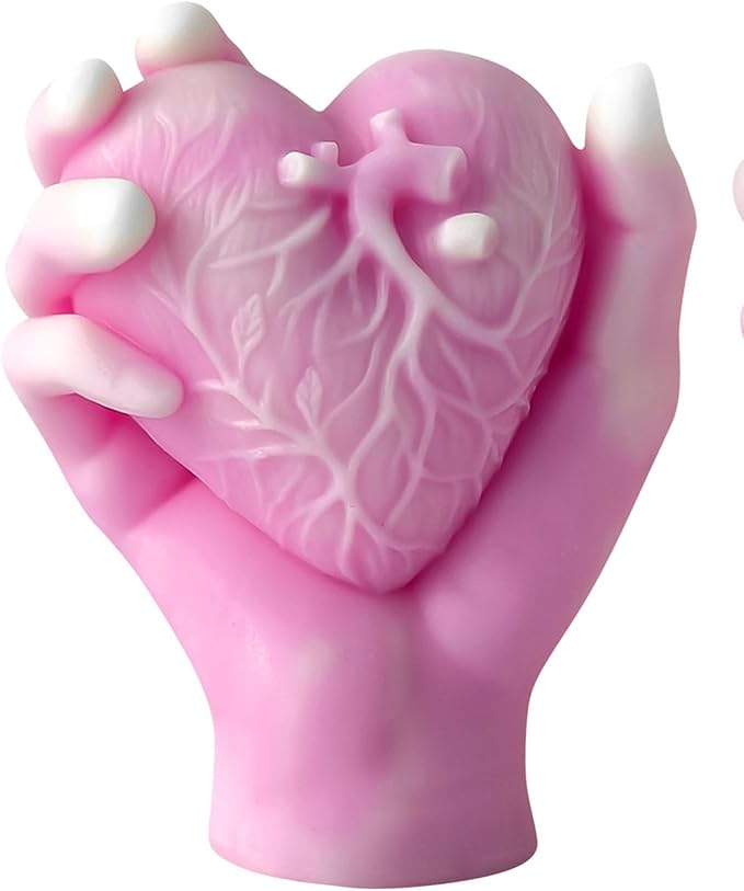 Hand Heart Cylinder Candle & Resin Mold - Resin Casting Silicone Molds for Home Decor & Candle Making Wave Spiral Mold