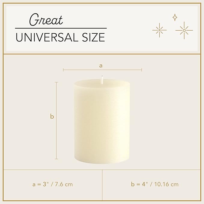 Melt Candle Pillar Candles, 3 Pack - Unscented Candles for Home, Church, Weddings, & More - 3" x 4", Ivory