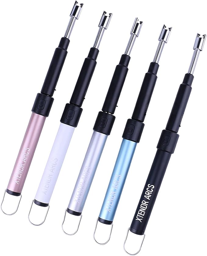 V2 Extendable 2.5 Feet. Arc Extra Long Lighter, Flameless Fireplace Stove Electric Candle Lighter, Long Neck for Pilot Light, Grilling, Firepit, Kitchen, BBQ (White)