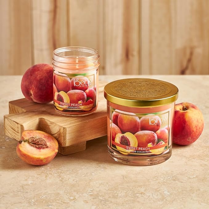 14.5oz Peach Scented Candles for Home, 60 Hrs Soy Wax Candle, Peach Candle for Stress Relief, Fall Candles, Candle Gifts for Men and Women