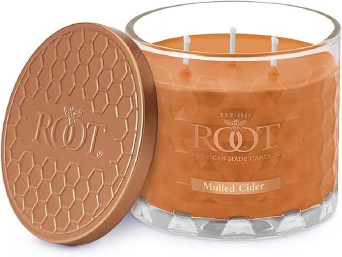 Root Candles Fall Scented Candles Honeycomb Glass Premium 3-Wick Handcrafted Beeswax Blend Candle, 12-Ounce, Mulled Cider