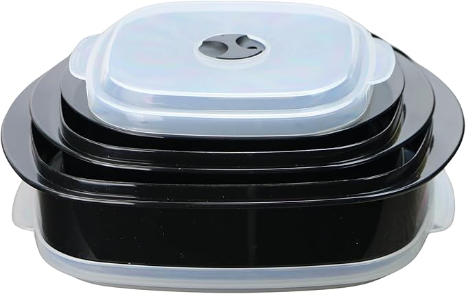 Reston Lloyd Nesting Microwave Containers, Set of 3, Adjustable Steam Vents, Airtight, Meal Prep, Durable BPA-Free Plastic- Freezer & Dishwasher Safe, Cookware & Food Storage, Anyday Cookware, Gray