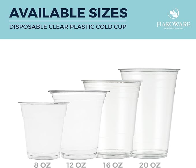 [1000 SET]Harvest Pack 16 oz Iced Coffee Cup, Ultra Clear Plastic Cold Cups with Flat Lids, Disposable Wedding Party Drinking Cups Tumblers, Iced Coffee Beer Juice Cold Beverage