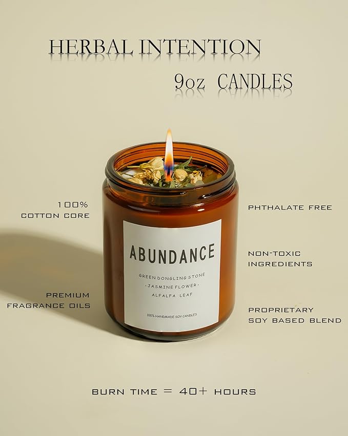 Natural Crystal Candle,Abundance, Crystal Ritual, Spiritual, Money Prosperity, Candle Spell.(Abundance)