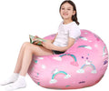 Lukeight Unicorns Stuffed Animals Storage Bean Bag Chair Cover Only (Ships Empty, No Filling) - Velvet YKK Zipper Beanbag Cover for Kids Big kids, Washable Plush Toy Organizer, X-Large 30" D x 18" H