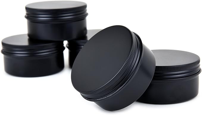 3oz 90g Aluminum Tins Round Metal Tins Container Screw Top Steel Tin Cans Cosmetic Sample Containers Tea Cans Bulk Food Storage Metal Steel Tin Jars Candle Travel Tins(Black,10 Pack)