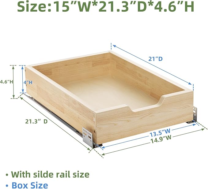 Pull Out Drawers for Cabinets, 13½” W x 21” D Soft Close Slide Out Drawers for Kitchen Cabinets, Cabinet Pull Out Shelves Requires At Least 14.5” Cabinet Opening