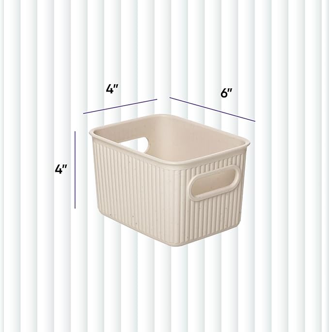 Superio Eco-Friendly Decorative Plastic Basket Open Home Storage Bins Organizer Baskets, Small (8 Pack) Container Boxes for Organizing Closet Storage Bins for Shelves Drawer Shelf 1.5 Liter