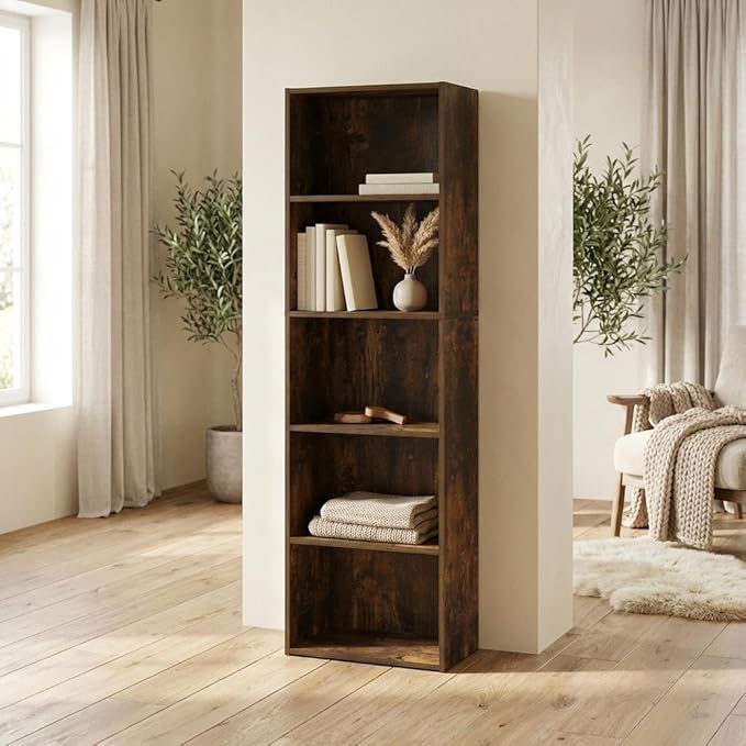 Furnifact Amber Pine Bookcase with Classic Design, Durable Wood Construction, Spacious Shelving, and Versatile Style, Perfect for Living Room or Office use