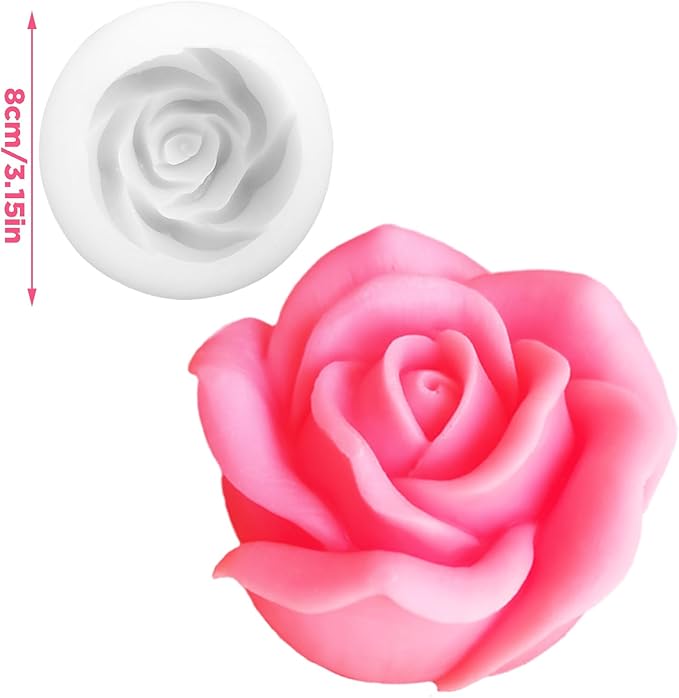 2PCS Flower Candle Molds, 3D Big Bloom Rose Molds, Flower Handmade Soap Moulds for Fondant Handmade Soap Lotion Bar Wax Casting Crayon Cake Ice Cream Clay Cake Decorating