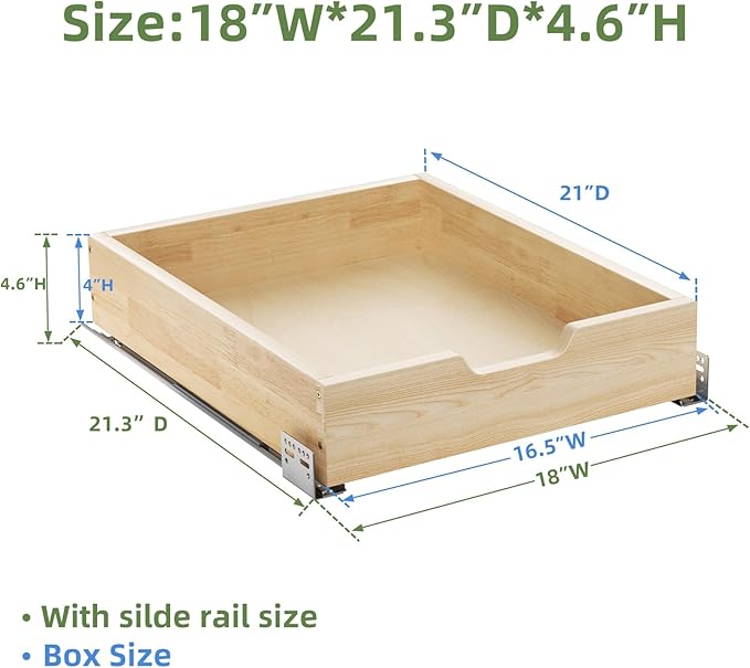 Pull Out Drawers for Cabinets, 16½” W x 21” D Soft Close Slide Out Drawers for Kitchen Cabinets, Cabinet Pull Out Shelves Requires At Least 17½” Cabinet Opening