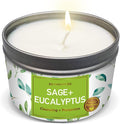 Magnificent 101 Long Lasting Sage + Eucalyptus Scented Smudge Candle - 6 Oz - 35 Hour Burn - Made of Soy Wax for Energy Cleansing & Manifestation - Fortify Life's Uncertain Path - Soy Candles