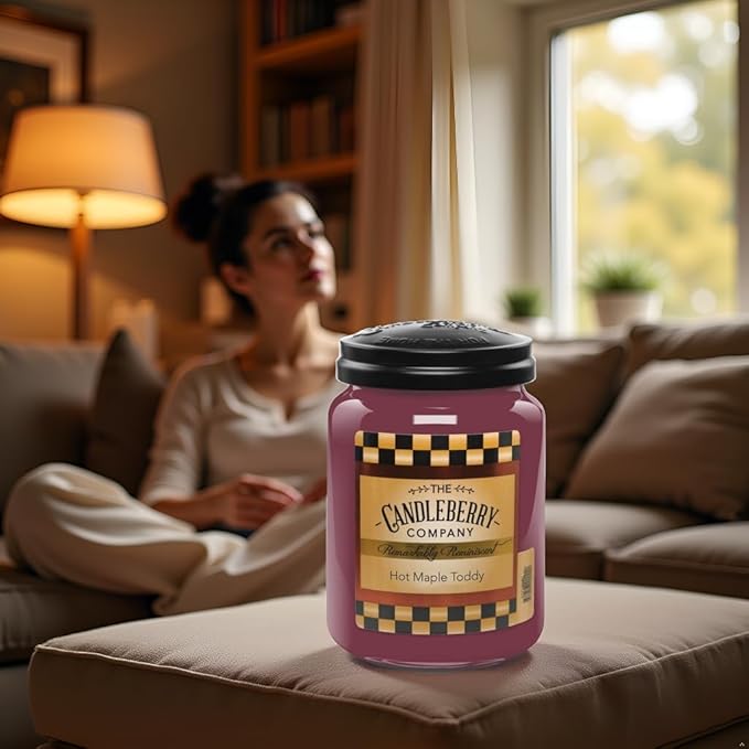 Candleberry Candles Hot Maple Toddy | Strong Fragrances for Home | Hand Poured in The USA | Highly Scented | 135 Hour Burn Time | Large Jar