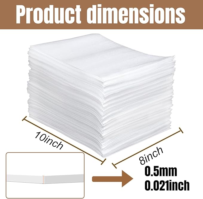 100 Pack 8'' x10'' Cushion Foam Pouches, Moving Supplies for Dishes, Packing Materials for Dishes & Cups, Glass Packing Paper and Plate Protectors for Moving(200x250x0.5MM)