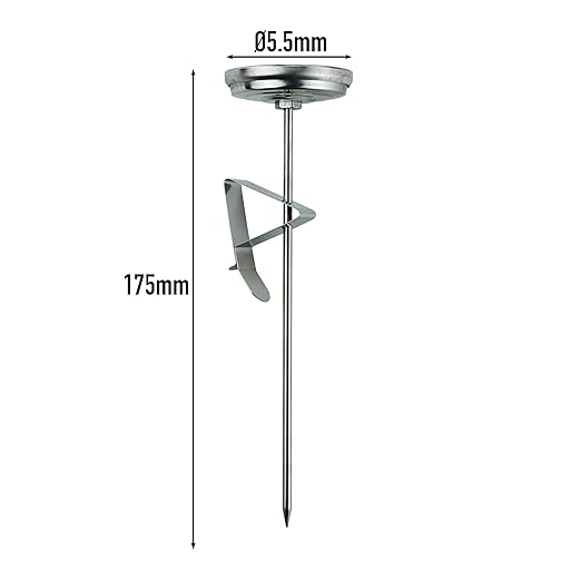 Candle Thermometer for Candle Making - DIY Wax Candle Making Supplies - Ideal Candle Making Thermometer with Clip and 175mm Stainless Steel Probe