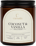 Carnatia Coconut & Vanilla Scented Candle – 7 oz | 100% Soy Wax with Cotton Wick | 50 Hour Burn | Aromatherapy Candle for Home, Stress Relief & Relaxation | Gift for Women & Men