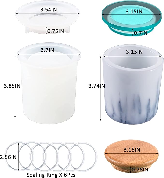 Candle Jar Mold with Lid for Candles Making, Silicone Concrete Molds Storage Container Moulds for Epoxy Resin, Unique Vessels Cement Mould for DIY Jewelry Holder Trinket Box Home Decor