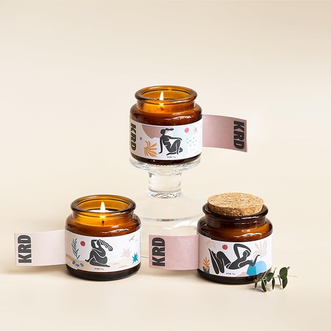 KRD Scented Candles Gift Set for Women, 6 Pack Strong Fragrance, 15.6oz Total (6x2.6oz), 120H Burn, Long Lasting Aromatherapy Soy Wax for Home Spa Relaxation