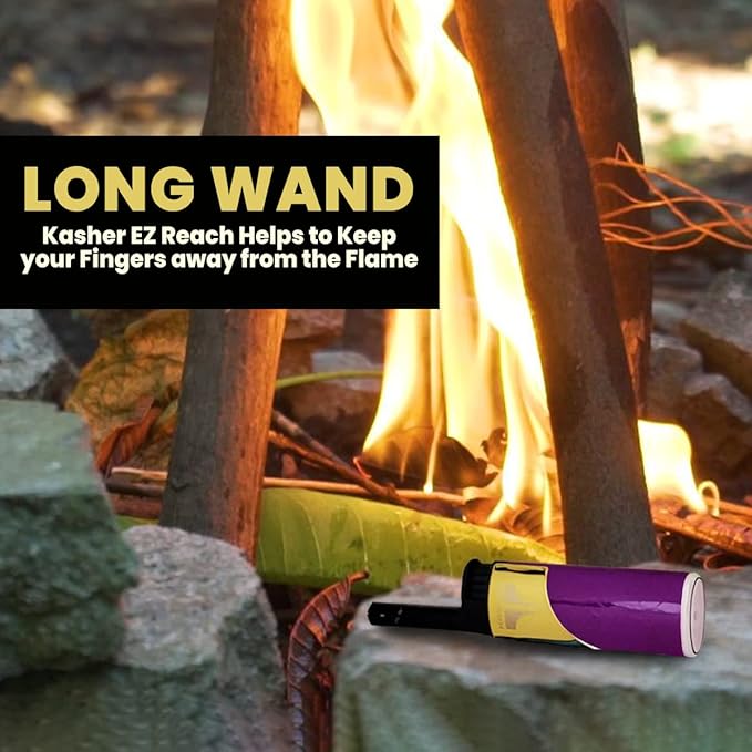 Kasher EZ Reach Candle Lighter with Candle Tool - Extended Wand - Ideal for Lighting Scented Candle Jar, Camping, Outdoor, and BBQ - Pack of 2 (Gold)